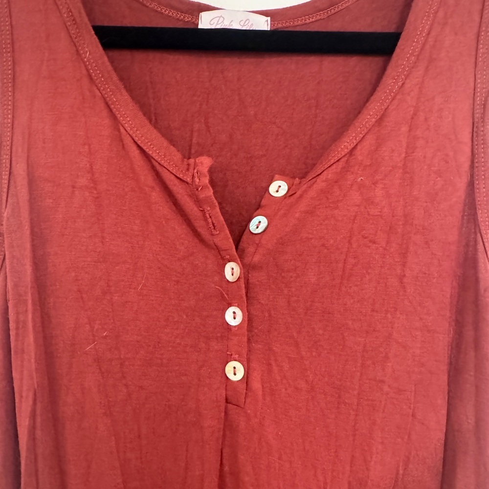 Pink Lily Rust Sleeveless Button Front Jumpsuit | Size Small - Picture 3 of 4